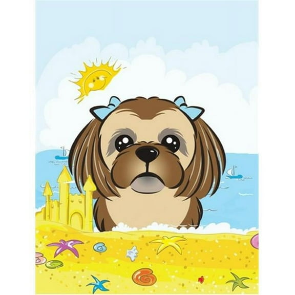 Chocolate Brown Shih Tzu Summer Beach Flag Garden
