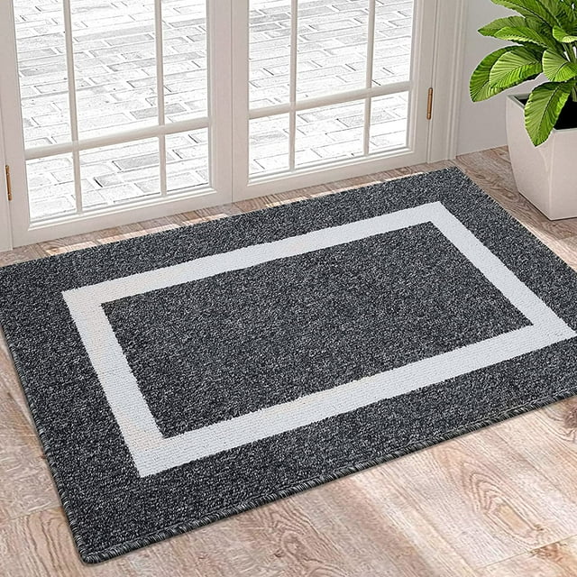XICEN Tapis de Porte Intérieur, 20x32, Tapis d'Entrée Antidérapant Absorbant Résistant à la Saleté, Lavable à la Machine, Profil Bas, Tapis d'Entrée Intérieur pour Vestibule, Noir