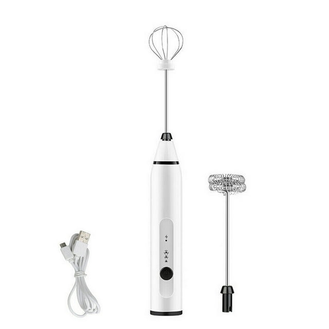Mélangeur Électrique Rechargeable Batteur à Oeufs Automatique, Machine à Mousse Rechargeable Portative à Trois Vitesses Réglables Convenant au Latte, Cappuccino, Matcha, Frappé, Café Pétillant, Chocolat Chaud, Blanc