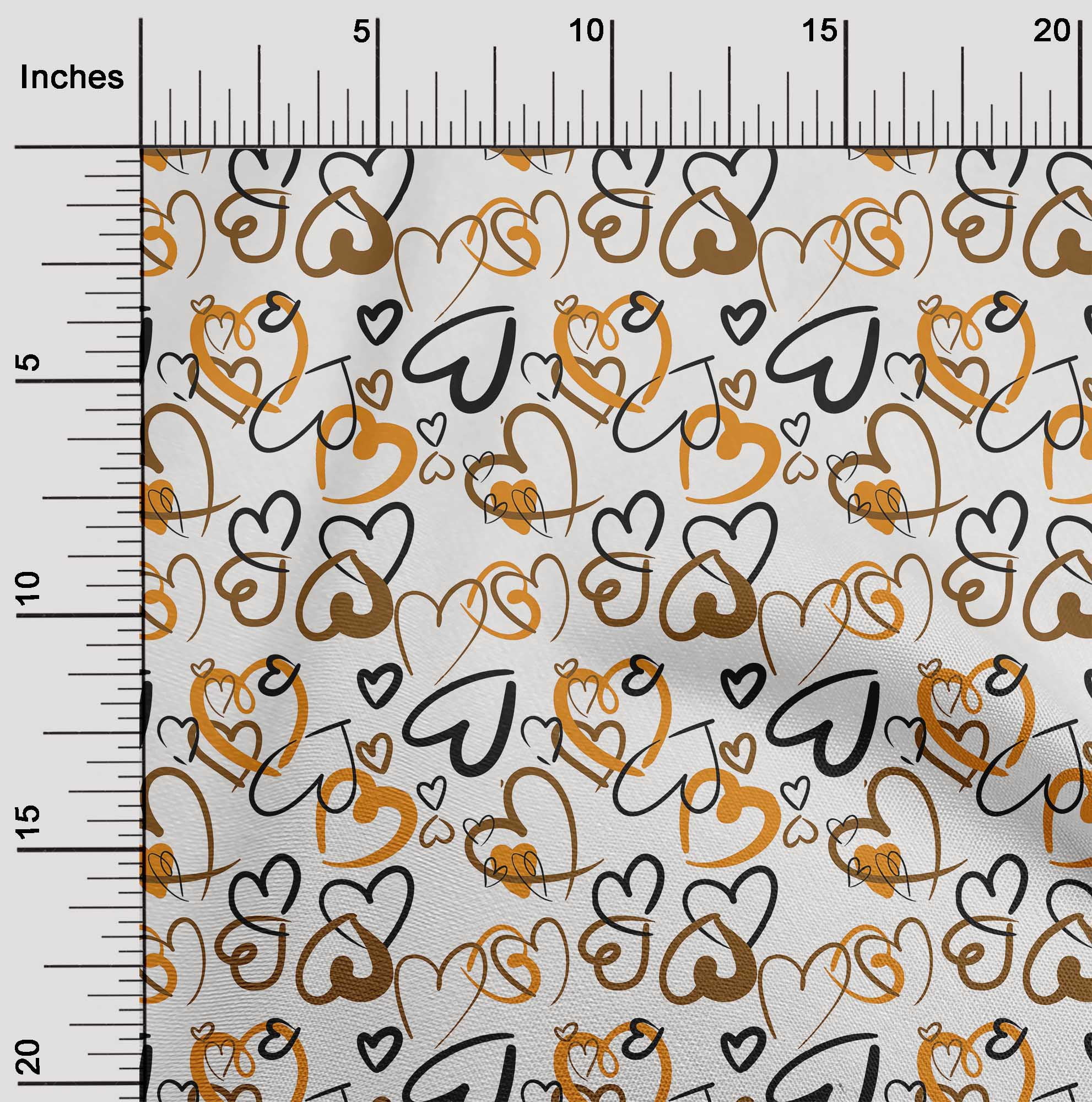 oneOone Cotton Poplin Orange Fabric Valentine Heart Fabric For Sewing Printed Craft Fabric By The Yard 42 Inch Wide