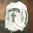 thumbnail image 2 of IWRICH Men's St. Patrick's Day Printed Waffle T-Shirt Waffle Slainte Irish Celtic Cross Tops Long Sleeve Crew Neck Tees White XL, 2 of 3