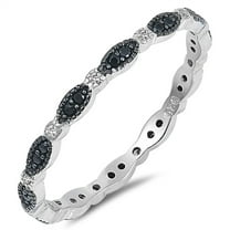 CHOOSE YOUR COLOR Eternity Alternating Clear CZ Stackable Ring 925 Sterling Silver Band White Female Size 6
