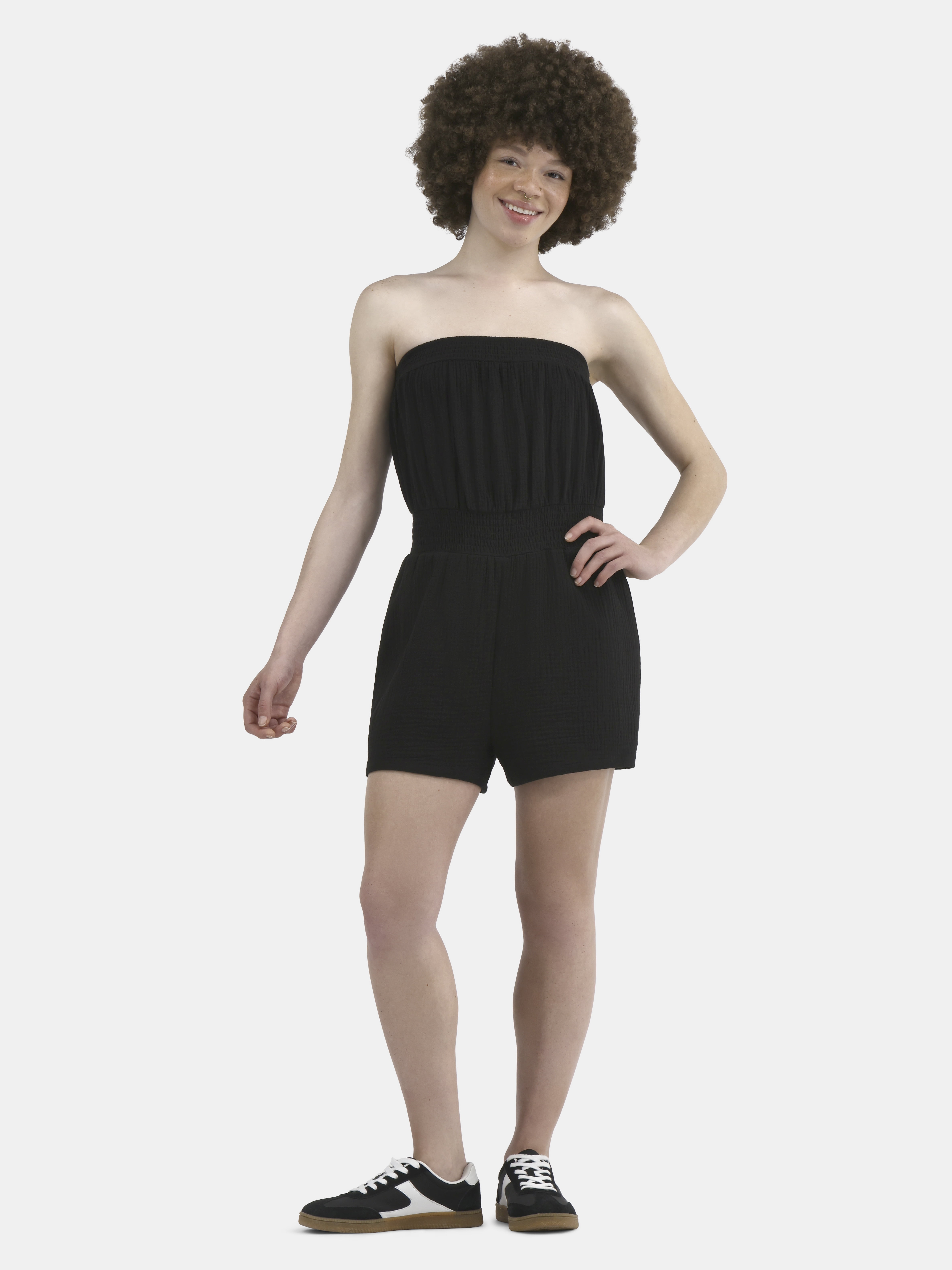 No Boundaries Smocked Waist Romper, Women's