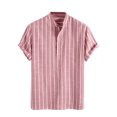 thumbnail image 2 of Mens V Neck T Shirts White Shirts Men T Shirts for Man 2025 Trendy Stripes Mens Shirts Dress Vintage Shirts Short Sleeve Cotton Linen Comfy Loose Fit, 2 of 7