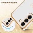 thumbnail image 5 of Compatible with Samsung Galaxy S22 Case for Women Cute Luxury Gold Heart Pattern Design, Full Camera Protection & Soft TPU Shockproof Protective Plating Edge Phone Case,6.1 inch 2022, White, 5 of 12