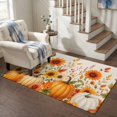 thumbnail image 3 of Area Rugs 3'x5', Orange Fall Carpet Runner Indoor Outdoor Rugs Home Decor Aesthetic, Pumpkins Botanical Thanksgiving Autumn Non Slip Mats Washable Accent Rug for Living Room Bedroom, 3 of 7