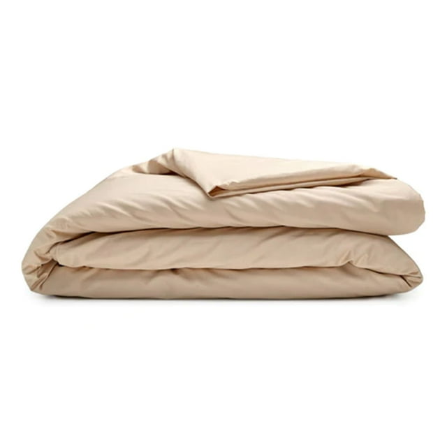 Sleepgram Supima 400 Thread Count Cotton Zippered Duvet Cover, Queen, Sand