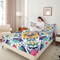 thumbnail image 3 of jejeloiu Tropical Floral King Sheets For Men Women,Ancient Mandala Bedding,Multicolor White,4 Pieces,1 Flat Sheet, 1 Fitted Sheet and 2 Pillowcases, 3 of 6