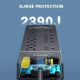 thumbnail image 4 of Huntkey Power Strip with 12 AC Sockets and 2 USB Charging Ports, Black (3 Pack), 4 of 9