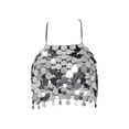 thumbnail image 2 of Lentejuelas Crop Top Crop Halter Top Corset Chaleco Bralette Backless Sparkly Bra Tops Camisole Cami Top para discoteca Halloween Belly, 2 of 7