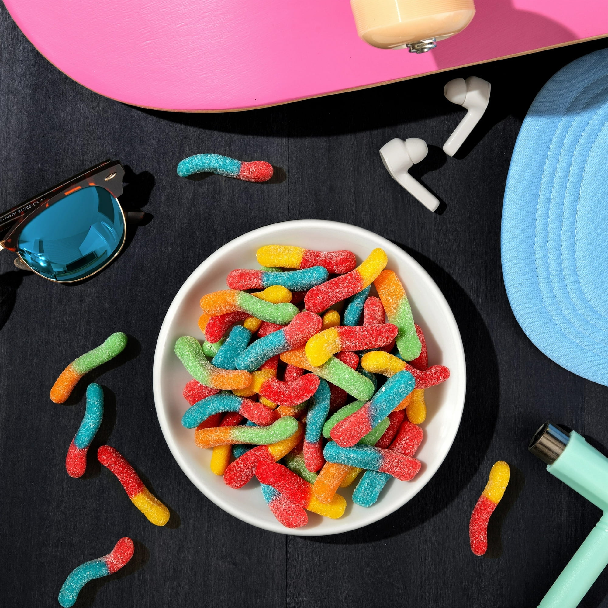 (4 Pack) Trolli Sour Brite Crawlers, Candy, Cherry-Lemon, Strawberry-Grape & Orange-Lime, Sweet and Sour, Gummy Worms, 7.2 oz