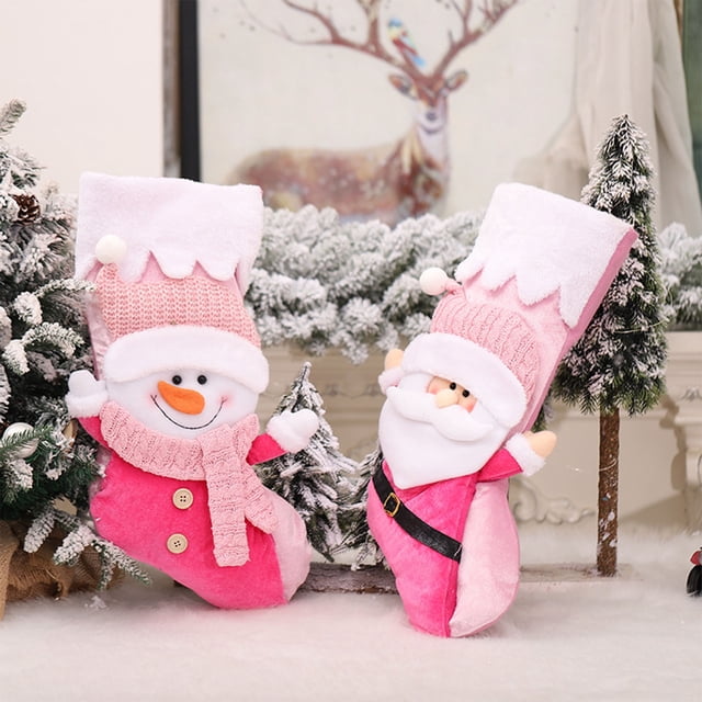 onlyliua Ofertas Del Día Media Navideñas Tejidas con Diseños de Papá Noel y Muñeco de Nieve Bolsas de Regalo Rojas Ideales para Colgar En Árbol de Navidad