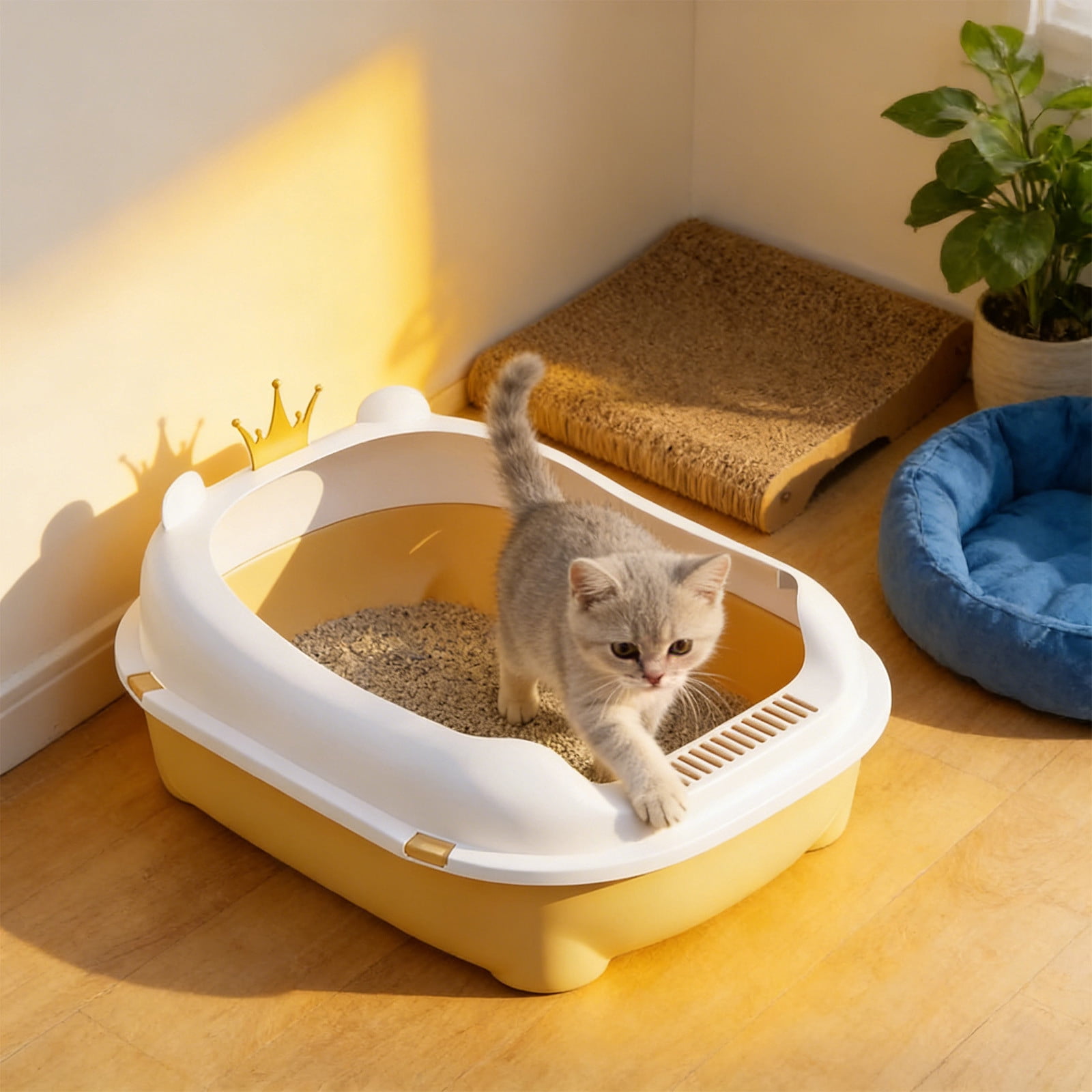Viflosae Litter Boxes Kitty Litter Box Semi Enclosed Cats Litter Box with High Sides Front Opening Odor Control Kitty Litter Pan with Removable Lid Foolproof Clean Cats Toilet for Indoor Use