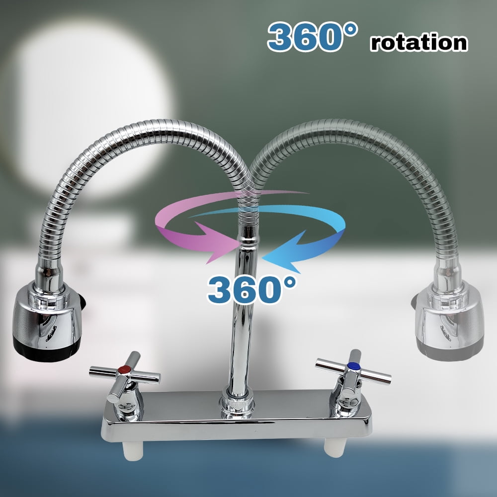 Kitchen Faucet,DFITO Brushed Nickel Kitchen Sink Faucet, 3 or 4 Hole RV Faucet for Kitchen Sink, Stainless Steel Touch Kitchen Faucet with Rotatable Faucet