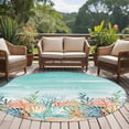 thumbnail image 4 of Coastal Beach Round Area Rug 8Ft Washable Large Circle Rugs for Living Room Dorm, Ocean Wave Summer Sea Starfish Coral Teal Beige Non-Slip Carpet Floor Mats Indoor Outdoor Carpet Runner Home Decor, 4 of 8
