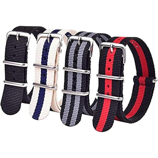 wonima11 Christmas Gift Military Ballistic Nylon Strap 16mm 18mm 20mm 22mm Premium Nylon Watch Band Strap With Stainless Steel Buckle (4 Packs), White Elephant Gifts, Stocking Stuffers for Men