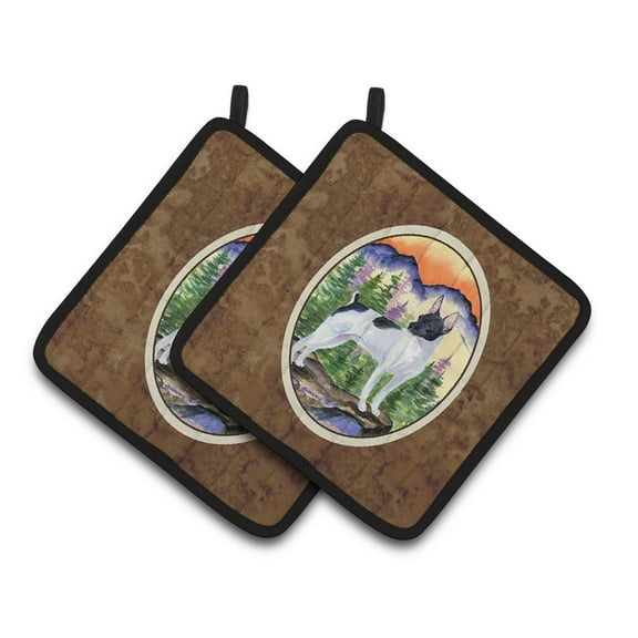 Carolines Treasures SS8224PTHD Rat Terrier Pair of Pot Holders, 7.5HX7.5W, multicolor