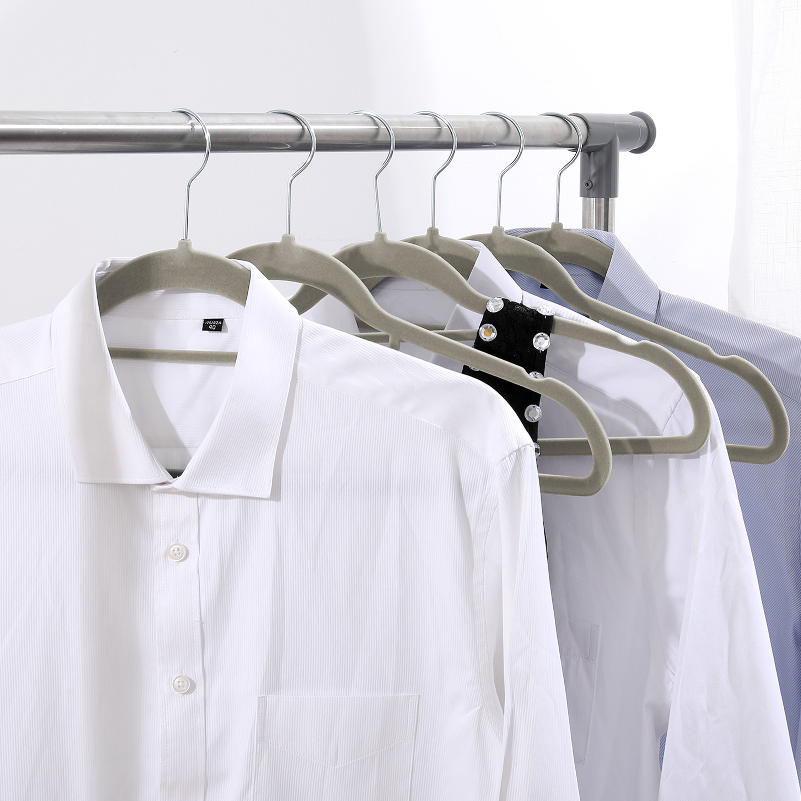 Ollieroo Premium Velvet Hangers, 50-Pack, Non-Slip, Gray-Green photo 2