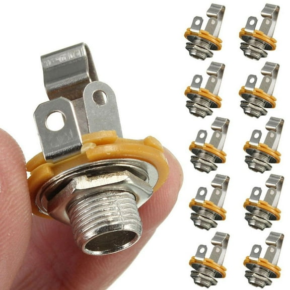 10pcs 1/4" 6.35mm Mono Input Jack Socket Electric Guitar Bass Z3U0 Audio U9N3