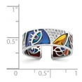 thumbnail image 2 of 925 Sterling Silver Rhod Plated Abstract Multi-color Enamel and Cubic Zirconia Cuff Ring Size 6 7.37mm Wide Ring for Wom, 2 of 2