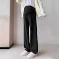 thumbnail image 3 of Taqqpue Women Maternity Work Pants with Pockets,Over The Belly Pregnancy Wide Leg Dress Trousers Solid Color Loose Fit Plus Size Straight Leg Pants for Women, 3 of 6