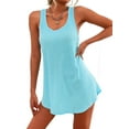 thumbnail image 3 of Trajes de Baño para Mujer, Vestidos de Playa Básicos, Sin Mangas, con Cuello en U, para Playa Azul S, 3 of 9