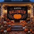 thumbnail image 5 of Halloween Banner Decorations, Large Seasonal Outdoor Backdrop | Single-Sided Polyester with 4 Corner Grommets for Porch, Wall, Garage, Yard, Party and Haunted House Decor (71in × 45in), 5 of 7