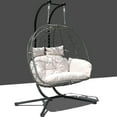 thumbnail image 2 of FKSLIFE Double Egg Chair with Stand Hammock Chair Cushion Outdoor Patio Wicker Loveseat Hanging Egg Chairs for 2 Persons, 2 of 9