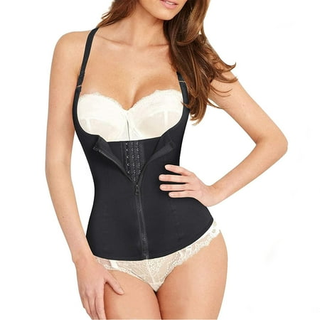 

Irisnaya Waist Trainer Corsets for Women Body Shaper Zipper Vest Sports Girdles Tummy Control Workout Tank Top(Black Small)