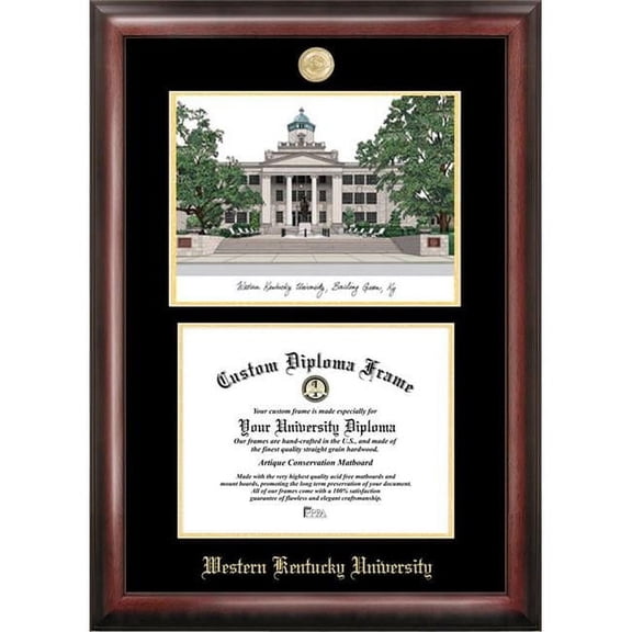 Campus Images KY996LGED Western Kentucky UniversityGold embossed diploma frame with Campus Images lithograph