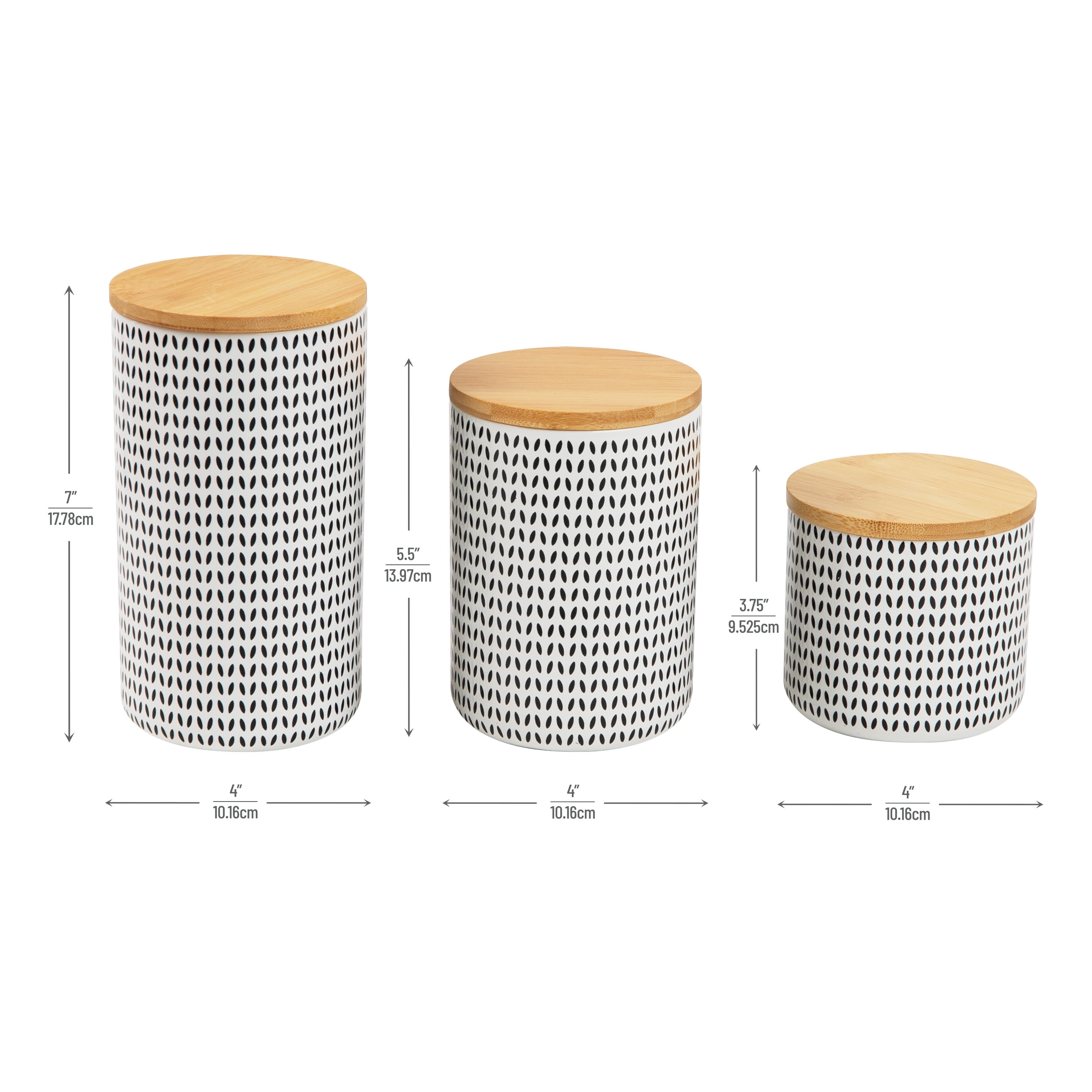 Mind Reader 3-Piece Canister Set, Sugar Container, Coffee Storage, Lids, Kitchen, Ceramic
