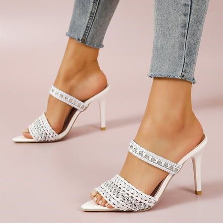 

PEASKJP Women Slide Sandals Women Summer Open Toe Wedge Heel Light Comfort Beach Sandals Women Sandals Wide Width Shoes White 8