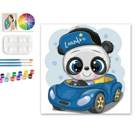 Paint by Numbers Set for Adult Beginners, 8x8 Inch DIY Oil Paint by Numbers for Kids with Frame for Home Decoration (Christmas Panda )