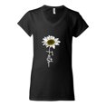 thumbnail image 2 of Wild Bobby Faith Flower Script Inspirational/Christian Women Standard V-Neck Tee, Black, Small, 2 of 6