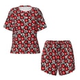 thumbnail image 4 of Kdxio Red Floral Print Pajamas Sets for Women Short-Sleeved Pjs with Lounge Shorts Two Piece Sleepwear S-4XL, 4 of 9