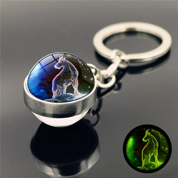 Kiplyki Twelve Keychain Pendant Time Luminous Glass Pendant Metal Key