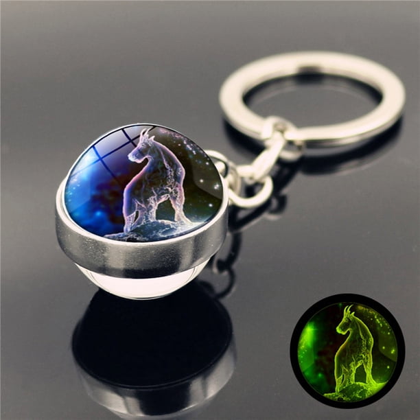 Llaveros para mujer, llavero de billetera, llavero de auto, llavero lindo, llavero con doce colgantes de vidrio luminoso, llavero de metal con aerosol para quitar llaves.