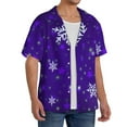 thumbnail image 2 of Gukieu Dark Purple Snowflakes Print Men's Short-sleeved Shirts, Button-down Pocket Shirts, T-shirts, Beach Vacation Travel Summer Clothing-Large, 2 of 5