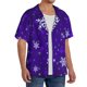 thumbnail image 2 of Balery Dark Purple Snowflakes Camisa Casual de Manga Corta con Botones para Hombre, Texturizada, Estilo Cubano, para Playa, Verano-3X-Large, 2 of 5