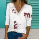 thumbnail image 2 of Camisas Navideñas Para Mujer Tops de Manga Larga Casual Con Cuello en V Top Regular Con Estampado de Gradiente Erógeno Odeerbi  ODB199111, 2 of 5
