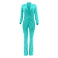 thumbnail image 2 of Prolriy Pants Suits for Women Dressy Women's V Neck Lapel Fashion Casual Solid Color Suit Two Set Classy Outfits for Women Mint Green S, 2 of 8
