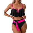 thumbnail image 3 of SUNSIOM Mommy and Me Swimsuit, Contrast Color Leaves Print Ruffled Bra with Briefs Family Matching Swimsuit 2-piece Summer Bikini Set, 3 of 6