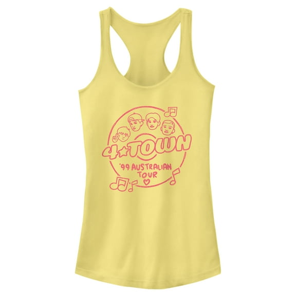 Junior's Turning Red 4*Town '99 Australian Tour Badge Racerback Tank Top Banana Large