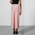 thumbnail image 5 of Arnsht Women's Fashion Satin Maxi Skirt High Waisted Elastic Waistband Silk A-Line Casual Party 2025 Trendy Long Skirts Pink M, 5 of 8