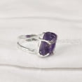 thumbnail image 2 of Natural Amethyst Ring, Rough Amethyst Gemstone Ring, Feb Birthstone, Hammered 2 Band, 925 Sterling Silver, Womens Ring, Christmas, Thanksgiving, Handmade, Statement Jewelry, Rough Gemstone Jewelry, 2 of 5