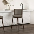 thumbnail image 2 of Evalyn Taupe Leatherette Barstool with Beech Wood Legs Modern Kitchen Island Seating with Padded Seat and Footrest, 2 of 9