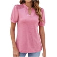 thumbnail image 1 of Yuyuzo Womens Tops Short Sleeve Shirts V Neck Tunic Top Solid Color Blouses Loose Fitted Tees, 1 of 7