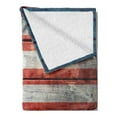 thumbnail image 2 of USA Soft Flannel Fleece Blanket, July Independence Day Weathered Antique Wooden Looking National Celebration Image, Cozy Plush for Indoor and Outdoor Use, 60" x 80", Blue Red White, by Ambesonne, 2 of 5