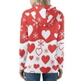 thumbnail image 2 of Renewold Lightweight Women's Zip Up Hoodie Sweatshirt Red Heart Snowflake Long Sleeve Crewneck Jacket Tops with Drawstring Valentine's Day Y2K Streetwear Size M, 2 of 6