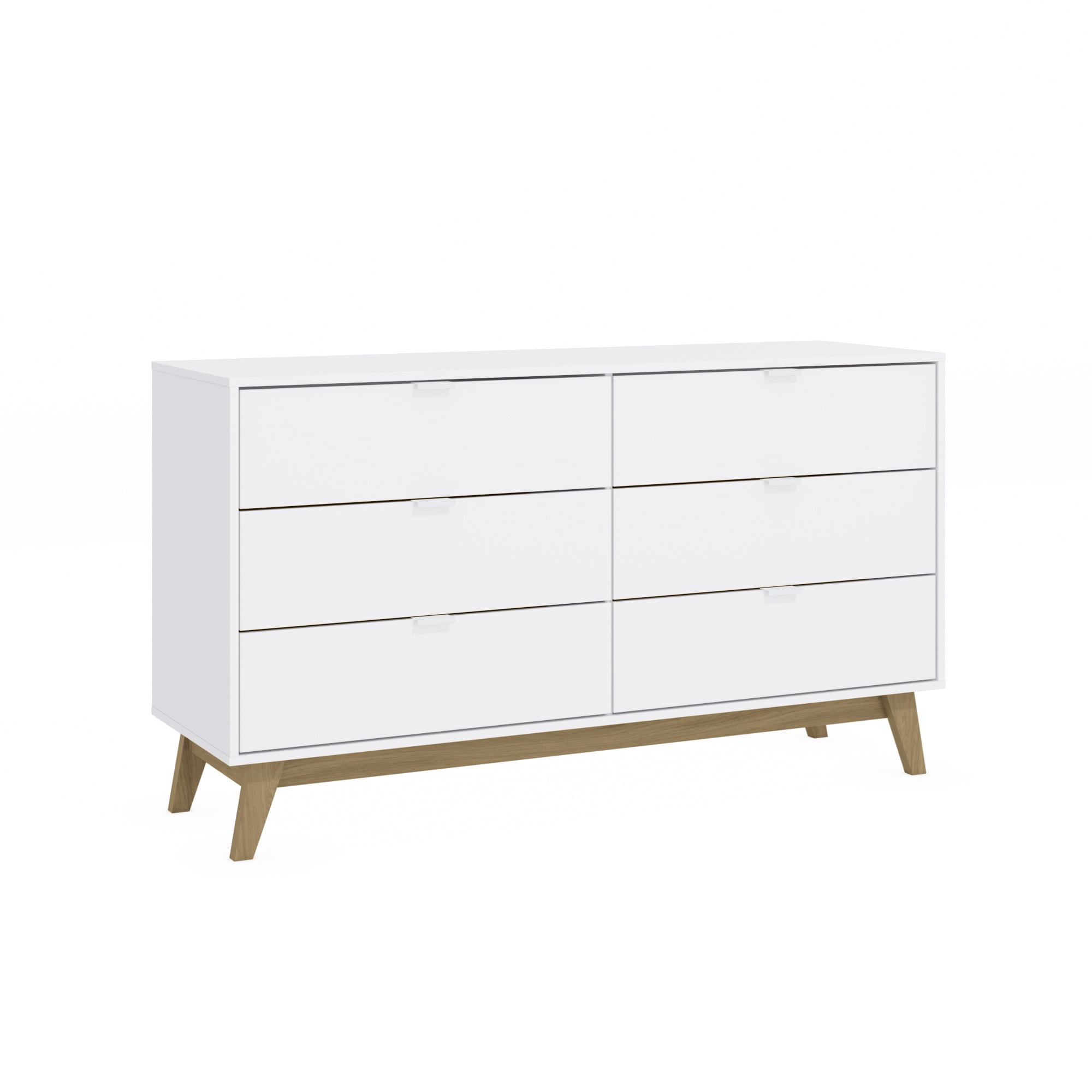 Kappesberg Hanford 3-Piece Bedroom Set, One 6-Drawer Dresser & Two 2-Drawer Nightstands, White, for Adults and Teens